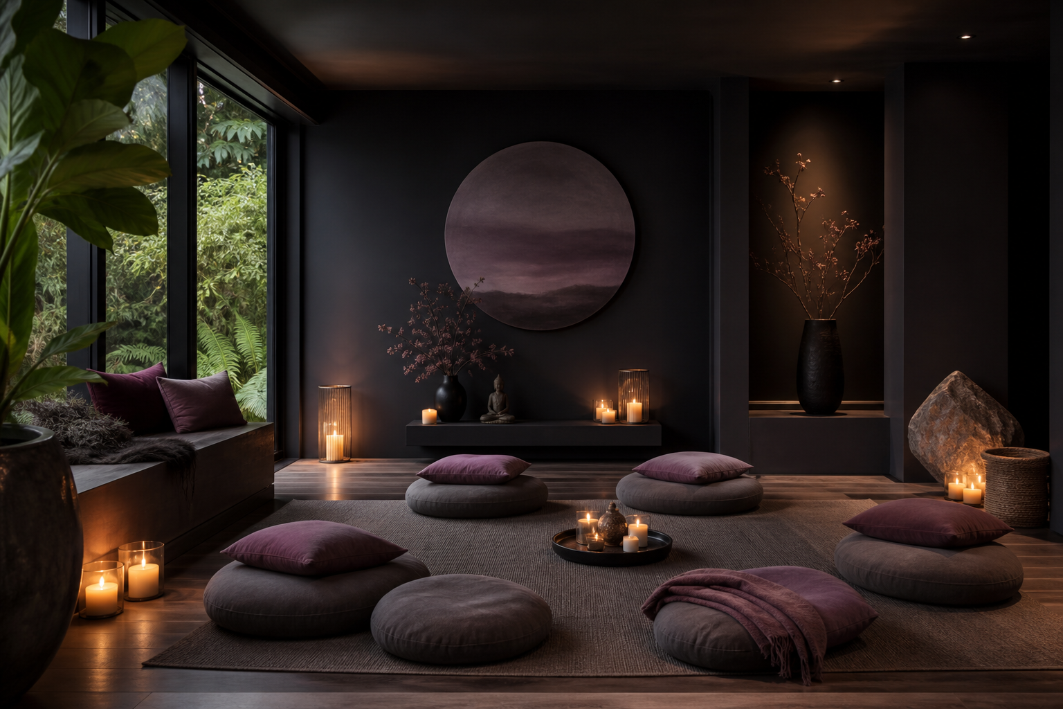 Elbowsneck peaceful meditation studio interior